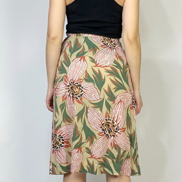 Vintage 80s TROPICAL Print High Waist Circle Skirt! XS to Small - Picture 6 of 8